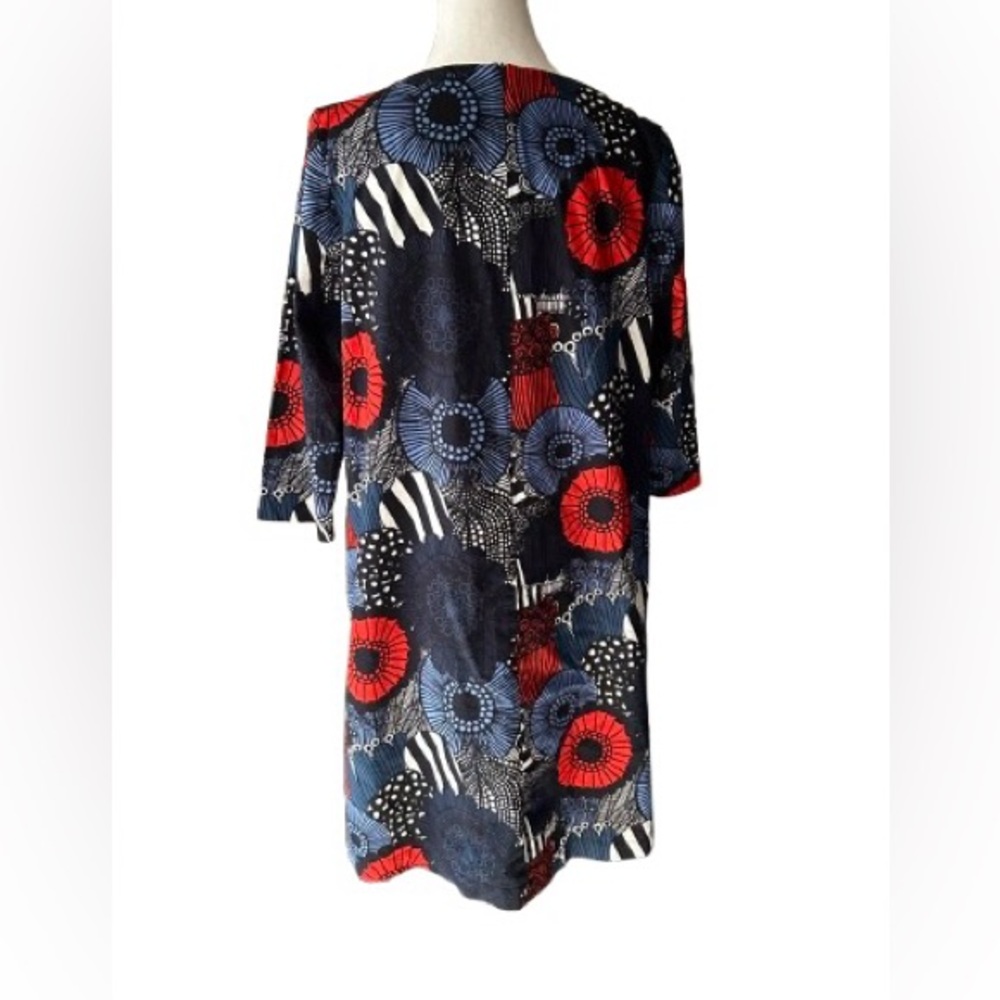 Marimekko Unelma Dress Siirtolapuutarha Pattern Red Black Blue Midi Shift 38 6 - Picture 5 of 12